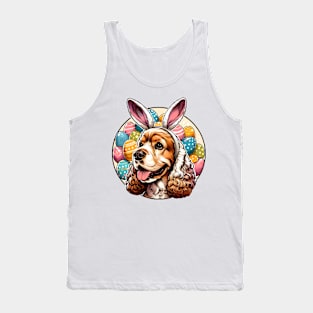 Easter Celebration with English Cocker Spaniel in Bunny Ears Tank Top